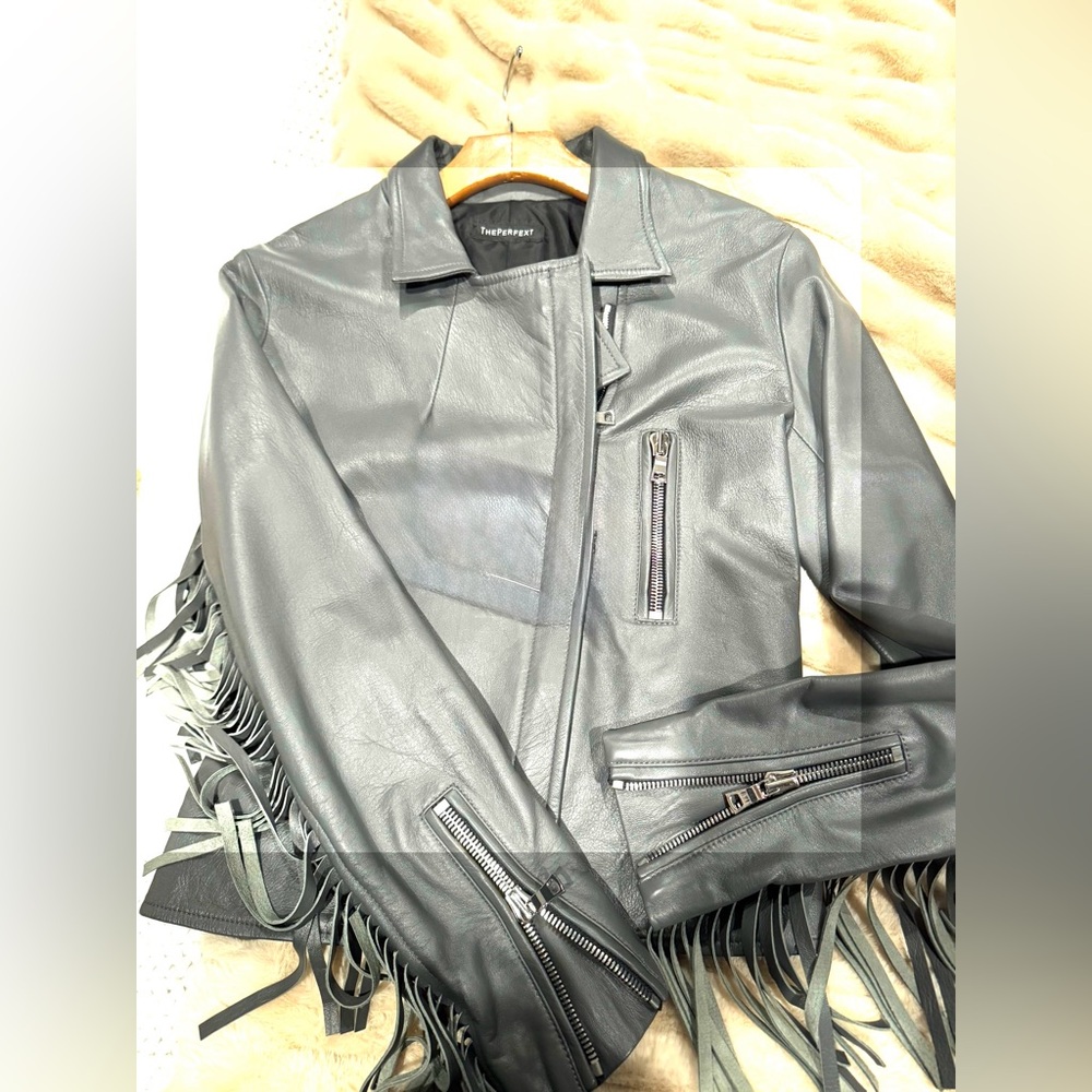 NWT-Perfext 100% Leather Jacket -Fringe
